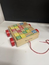 Melissa  Doug Wooden Blocks  Cart Numbers Letters Pictures Multi Color