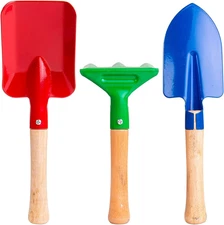 8" Long Gardening Tools for Kids, 3-Piece Kids Garden Tools with Rake,Shovel and