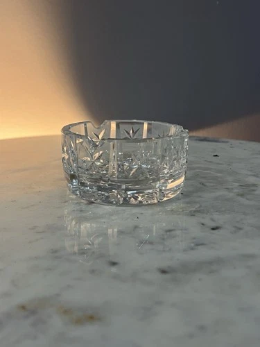 Waterford Crystal GIFTWARE Round Ashtrays Ireland 3 1/2" Cigarettes Smoking Vtg