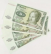 Lot 6 Banknotes Germany 5 Mark 1980 AU