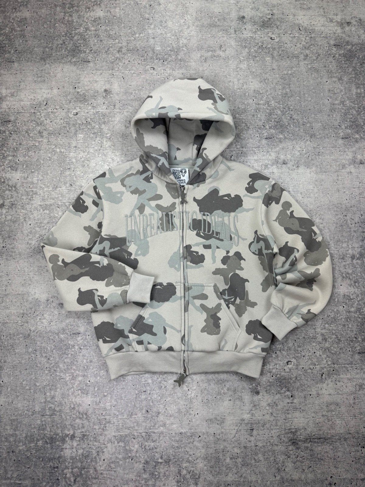 Named Collective Unrealistic Ideals Camo Girls Grey Zip Up Hoodie Zipper XS-S