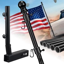 Truck Flag Pole with Hitch Holder – 6FT Heavy Duty Flagpole Kit for 2" Tow Hi