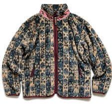 KAPITAL DAMASK stripe light fleece zip up blouson beige brand new