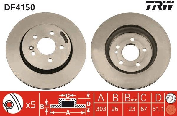 2X TRW Bremsscheibe DF4150 FüR MERCEDES-BENZ-image