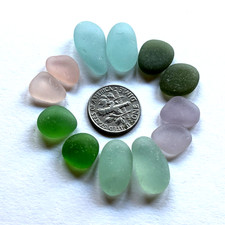 Surf Tumbled Sea Glass   Jewelry Quality   6 Matching PAIRS Sm Scale 12 Pieces