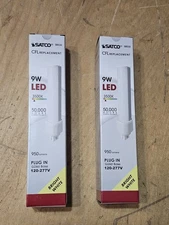 NEW 2 SATCO 9W LED 3500K 50,000 HOURS PLUG IN CFL REPLACEMENT G24D BASE S8532