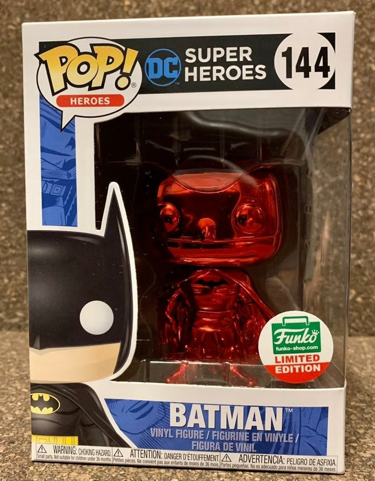 Funko Pop! Dc Super Heroes Batman #144 Red Chrome Funko Shop Exclusive Vaulted