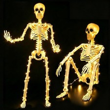 2 Pack 36 Inches 300 Light Up Halloween Skeleton Full Body Posable Movable Jo...
