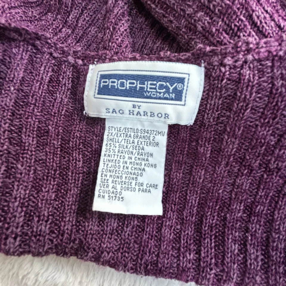Prophecy By Sag Harbor Womens Purple Knit Cardigan Sweater 2X Silk Blend Buttons - Image 3 of 4