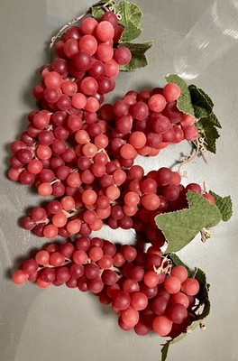 Lot of 4 Realistic Artificial Faux Grape Clusters 7-8 Soft Rubber Decorative Red