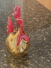 Vintage Hand Blown Art Glass Rooster Figurine  Red /Amber Swirl , Murano Style — photo 9