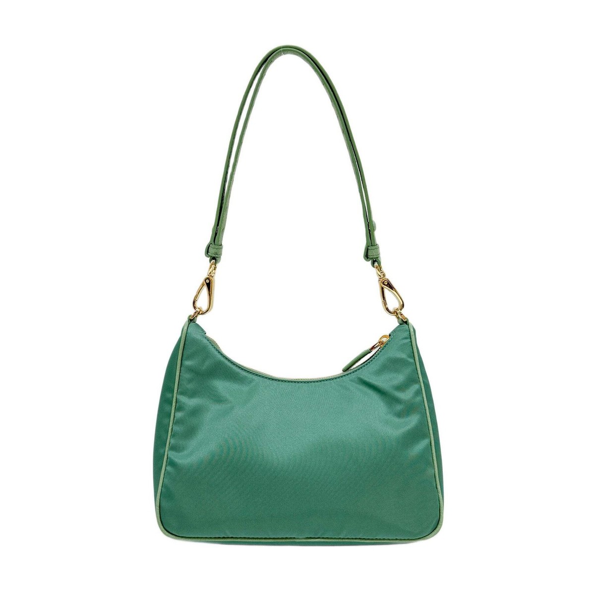 PRADA Re-Edition 2005 Green Nylon and Ostrich Embossed Leather