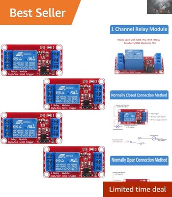 Screw Mount 12V 4 Channel Relay Module with High-Low Level Support and Isolation