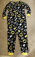 DC Comics Batman Fleece One Piece Pajamas Trap Door Button Up Union Sui L 12/14