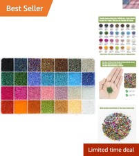 24000Pcs 2mm Glass Seed Beads Kit, with 28 Colors Small Beads Kit for Girls,W...