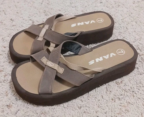 VANS AMAZE sandali donna 7 infradito plateau pelle marrone Y2K anni 90 00 grossi