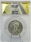1937 Walking Liberty Half Dollar ANACS AU50 Details 90% Silver