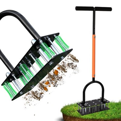 Lawn Aerator, Automatic Dirt and Leaf Clean Design, Heavy Duty Manual Lawn Ae...
