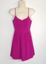 Madewell Women Sz 0 Magenta Purple Pink Cami Mini Dress Silk Pockets Sweetheart