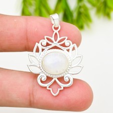 Moonstone Gemstone 925 Sterling Silver Pendant Handmade Jewelry Gift For Her