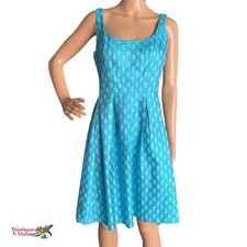 Nine West Vintage Dress Size 4 Y2K 2000s Blue White Fit & Flare 50s Style