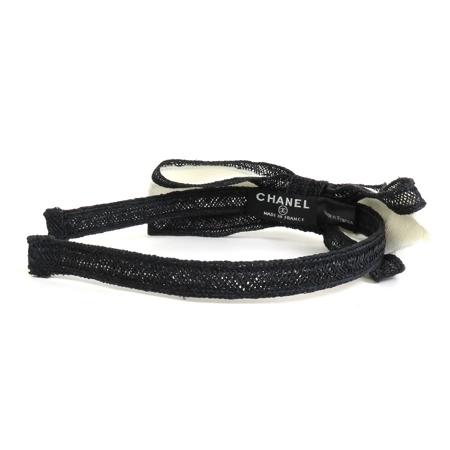 Auténtico accesorio para el cabello CHANEL diadema blanco/negro algodón - h29884f Foto 4 de 4