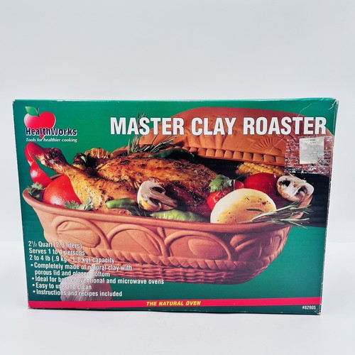 HealthWorks Master Clay Roaster Terra Cotta Roasting Pot Dutch Oven 2.5 Qt W BOX