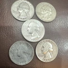 Lot #L of 5 90% Silver Washington Quarters Circulated