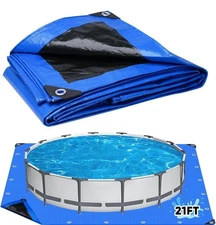 21 FT Pool Liner Pad,Pools Pads for Above Ground Pools, blue and black