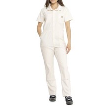 Carhartt Women  s Rugged Flex Canvas Utility Coverall Short Sleeve Off White LG
