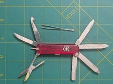 Victorinox Swiss Army Knife MiniChamp Translucent Ruby Red (Pen) Great Snap