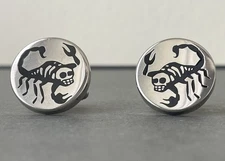 KING BABY STUDIO Scorpion Cufflinks  Silver Black Skull Head Scorpion