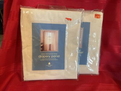Michael Graves Alyssa Leaf Burnout Sheer 2 Drapery Panels with tie back Khaki