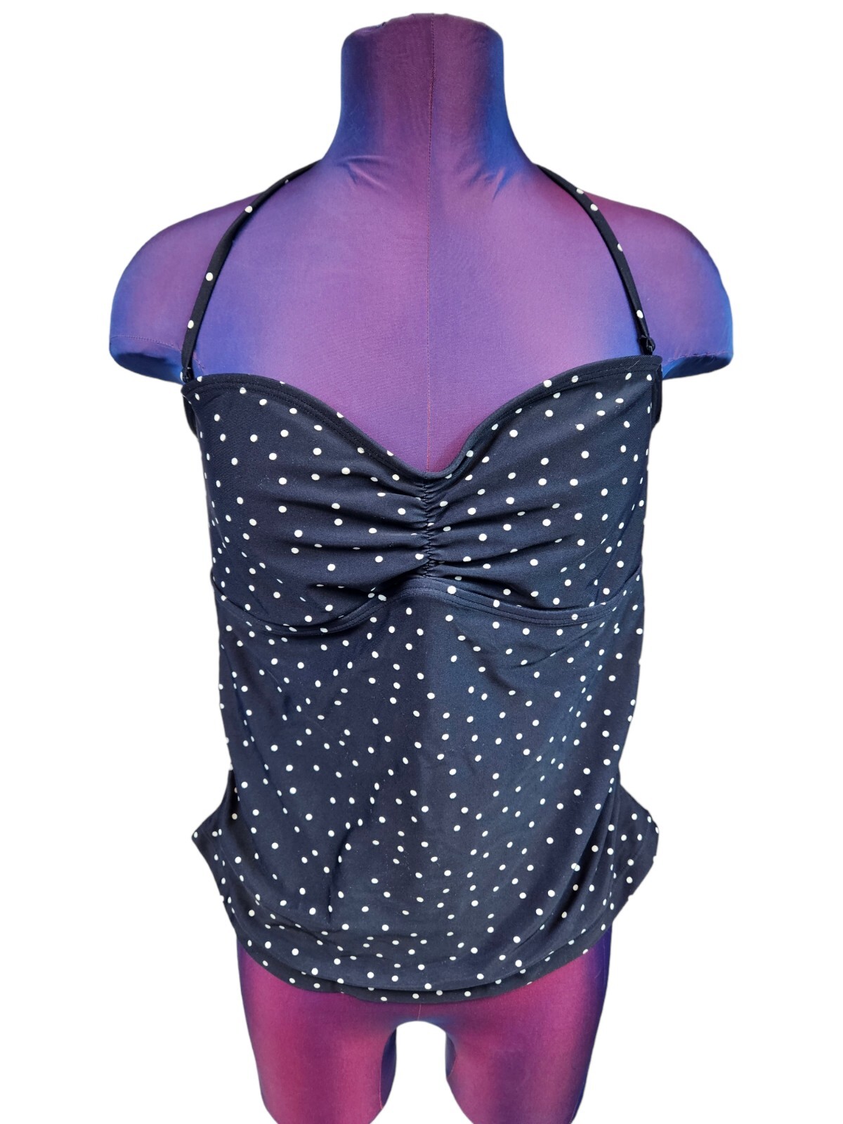 Gap Navy & White Polka Dot Shirred Tankini Top Si… - image 7