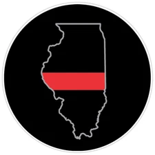 First Responder Thin Red Line Illinois Firefighter Bumper Sticker Military 5"