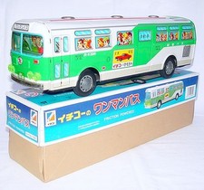 Ichiko Japan HUGE SIZE 42cm Long PASSENGER BUS Tin Toy Friction MIB 80 TOP RARE 