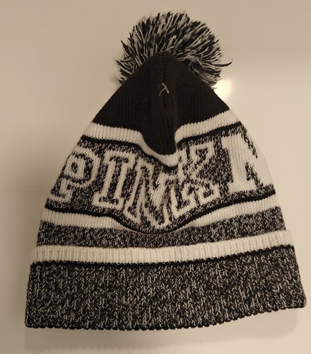 Victoria's Secret PINK NATION black And White Pom Beanie Hat - Picture 2 of 4