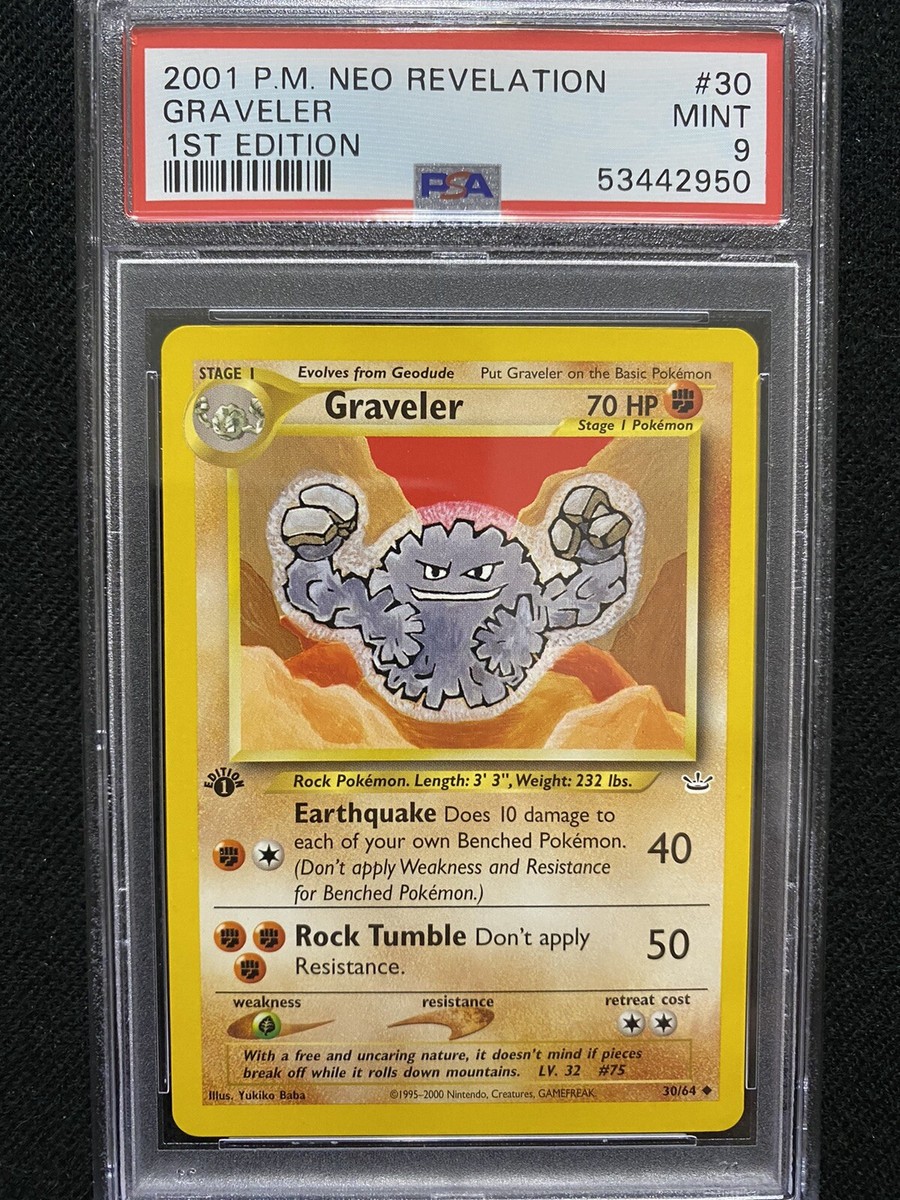 2001 Pokemon Neo Revelation 1st Edition Graveler 30/64 PSA 9