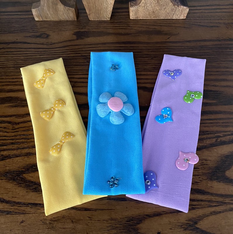 Lot Of 3 Lycra Headbands 2 1/4 wide , Multicolored . Brand New. Free Shipping