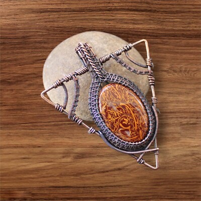 Mariam Jasper Pendant Copper Wire Wrapped Pendant Handmade Wire Wrap Jewelry