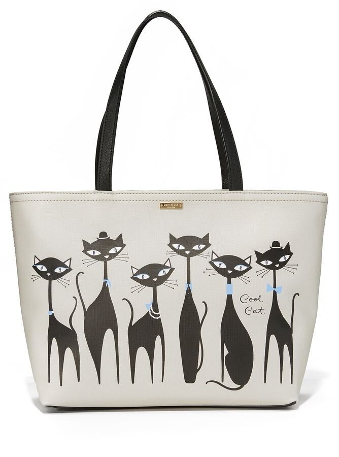 ケイトスペード　キャット柄 Kate Spade Large Jazz Things Up Cool Black Cat Kitty Francis