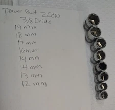 Powerbuilt CR-V - Metric -  - 8 Piece - Knurled Zeon Socket LOT - 6 Pt