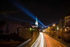 Landscape bratislava slovakia city night lights Custom Gaming Mat Desk