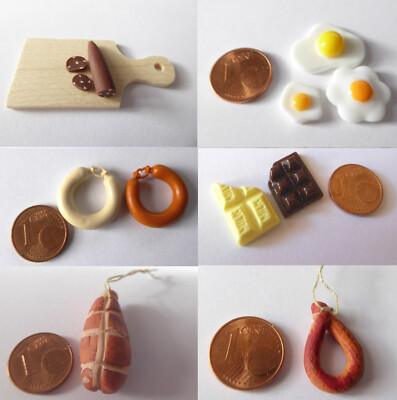 Wurst Salami Lyoner Schinken Schokolade Eis Ei Käse Puppenhaus Miniatur 1:12