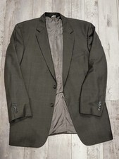 46L Men's Jos. A. Bank Blazer Brown Windowpane 2 Button 100 Wool Sport Coat