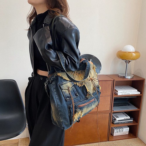Women Denim Crossbody Bag Tote Vintage Shoulder Handbags Jean Purse Hobo Large - Picture 5 of 17