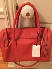 Nwt Vittoria Napoli Ann Pebbled Leather Satchel Bag Handbag Geranium Retail $230