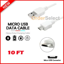 Micro USB 10FT Rapid USB A to B Charger Data Sync Cable Cord (U2A1-MCB-01SLV)