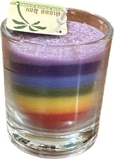 Aloha Bay 100% Eco Palm Wax Unscented Rainbow Votive Glass Jar Candle 2.5 oz