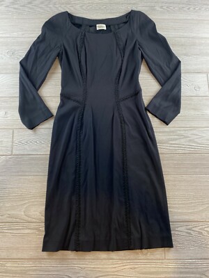 PHILOSOPHY Black Embroidered Lines Dress Size 4 Long Sleeve Lined | eBay